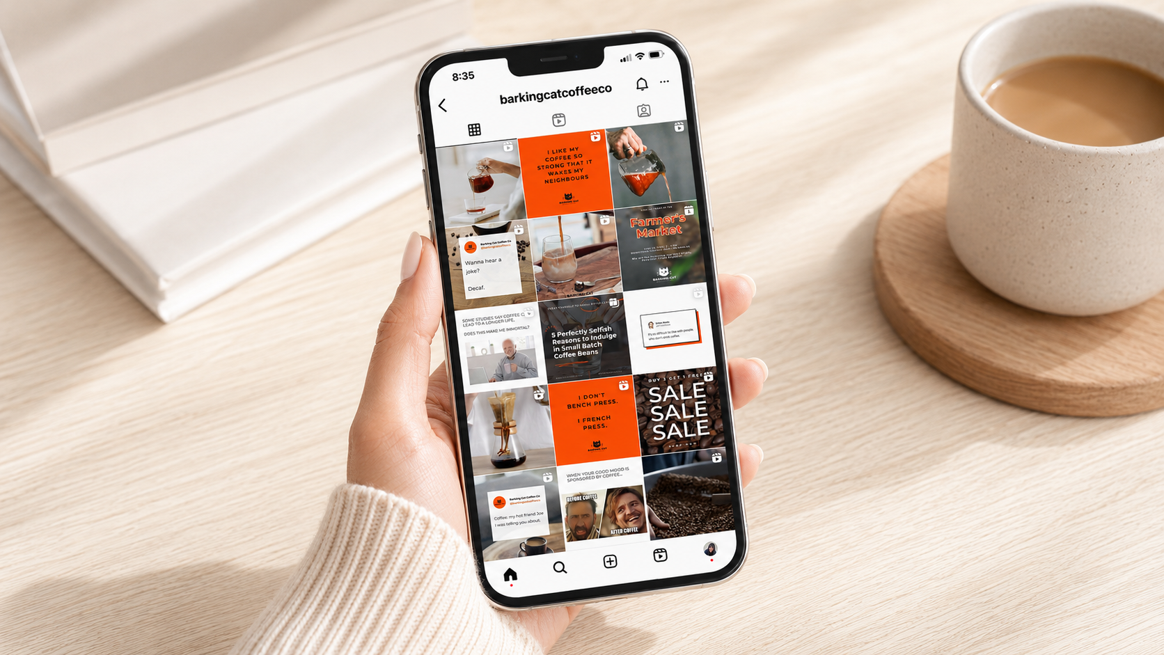 A branded Instagram feed for a client, viewed on a phone